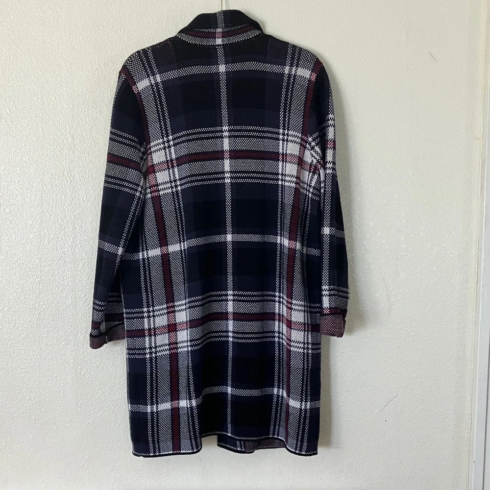Chaps Knit Plaid Cardigan Sweater Jacket, L